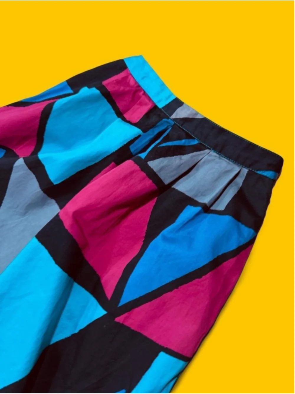 Vintage 1980s Jonathan Martin Naturals Geometric Colorblock Midi Skirt Pockets